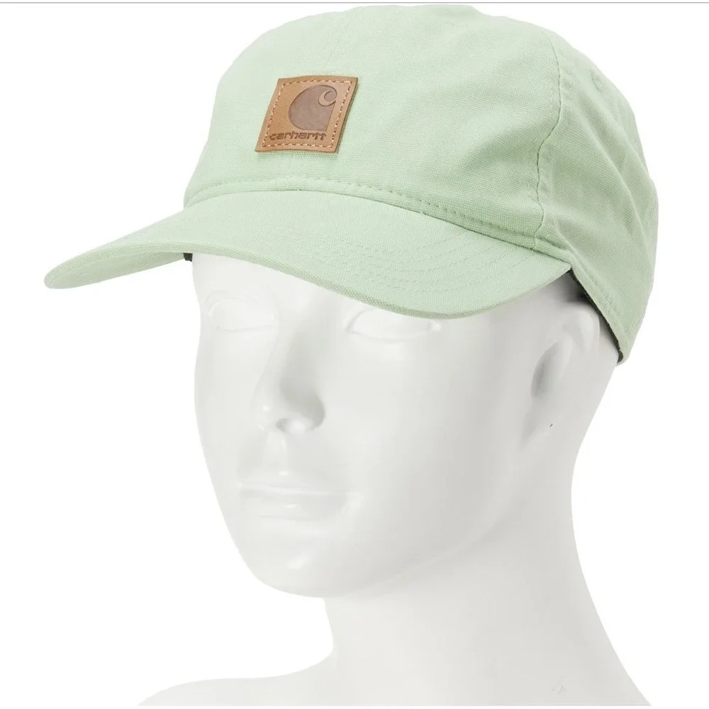 Carhartt G‎ Force Canvas 6 panel Hat Logo Soft Green Adjustable Strapback NWT